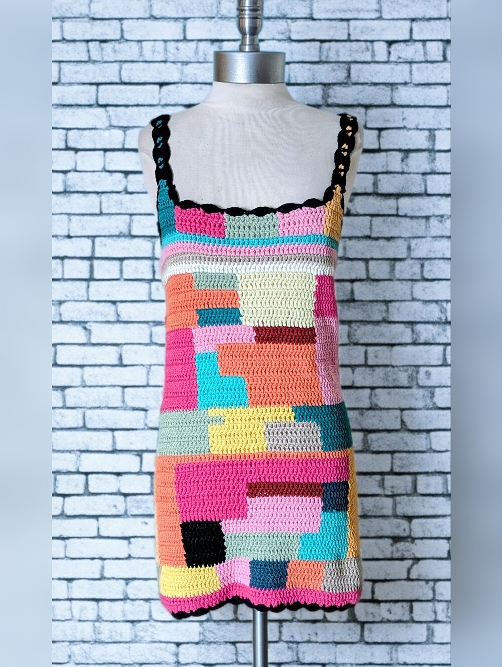 Tach Clothing Meryl Colorblock Crochet Slip Dress - Size XS
